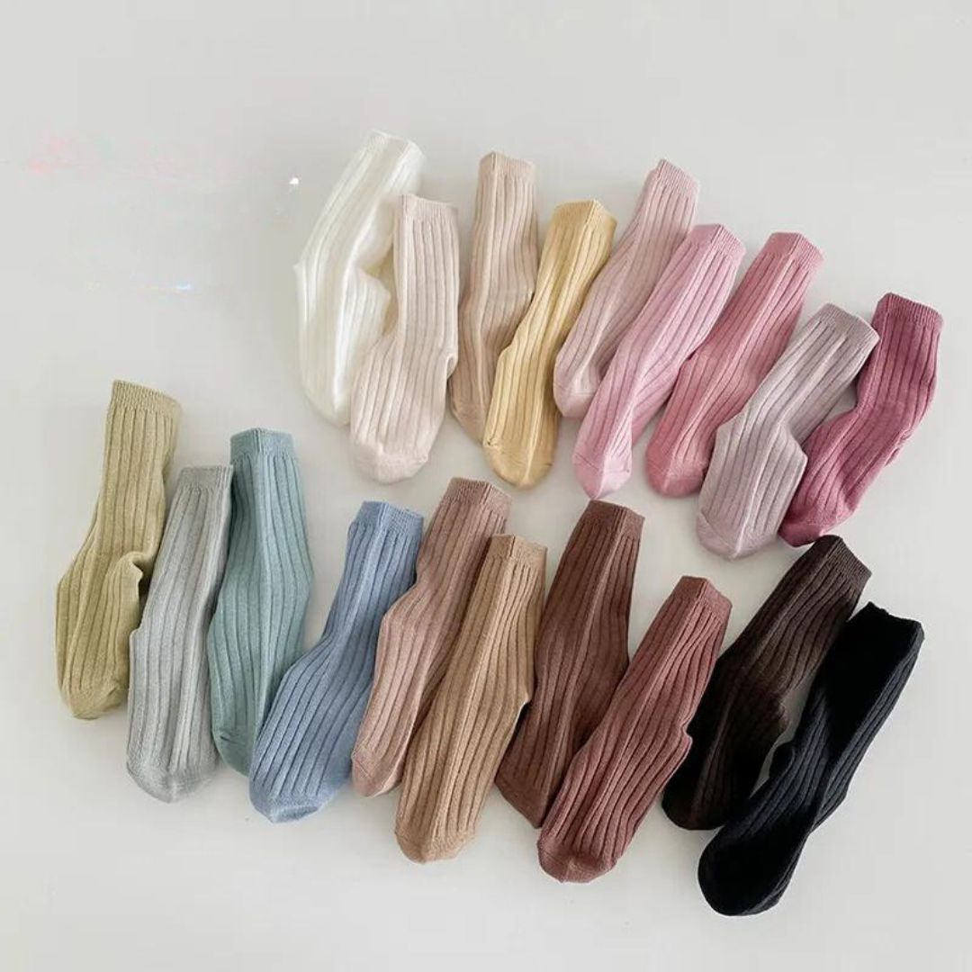 Toddler Crew Socks - 5 Pairs Baby Cotton Solid Socks Kids Neutral Socks For Boys Girls 0 8 Years