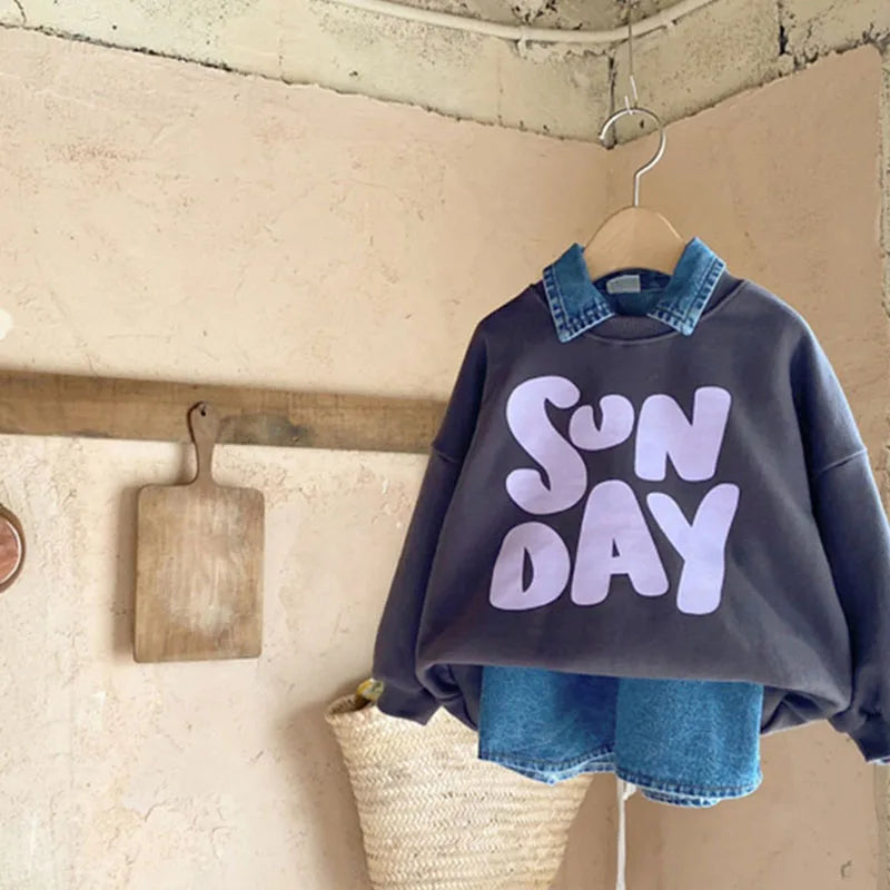 MILANCEL 2022 Spring Mother Kids Hoodie Letter Print Family Look Korean Casual Family Matching Outfits Neutral Baby Boutique