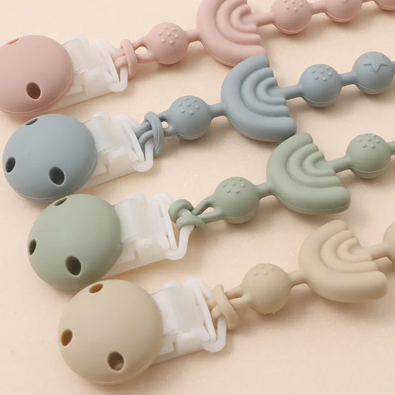 Baby Silicone Pacifier Chain Clip Dummy Nipples Holder Clips BPA Free Babies Teething Chain Toy Gifts For Cute Baby Accessories Neutral Baby Boutique
