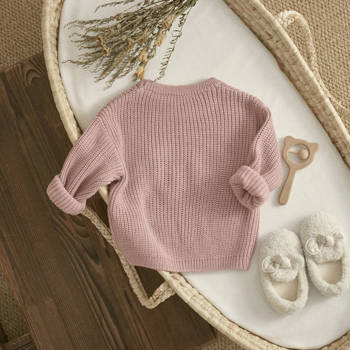 Ma&baby 6M-3Y Infant Toddler Newborn Baby Girl Sweaters Fall Winter Knit Long Sleeve Letter Flower Pullover Valentine's Day Tops Neutral Baby Boutique