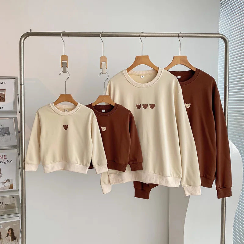 Korean Fashion Parent-child Matching Clothes for Whole Family Sweatshirts Autumn Dad Mom and Daughter Son Clothing Baby Bodsyuit Neutral Baby Boutique