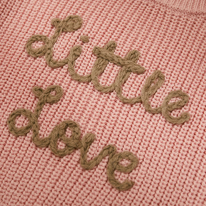Autumn New Baby Boys Girls Clothes Toddler Kintted Sweater Long Sleeve Crew Neck Letters Winter Warm Crochet Infant Pullover Neutral Baby Boutique