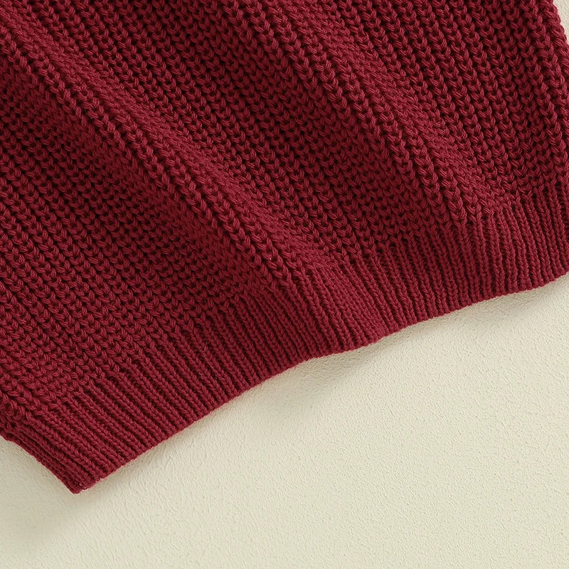Suefunskry Infant Baby Autumn Winter Sweater, Letter Pattern Jacquard Long Sleeve Round Neck Knitwear Pullover Casual Tops Neutral Baby Boutique