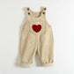 1-4Y Spring Kids Baby Clothes Heart Embroidery Baby Boys Girls Bib Pants Solid Overalls Corduroy Casual Suspender Outwear Neutral Baby Boutique