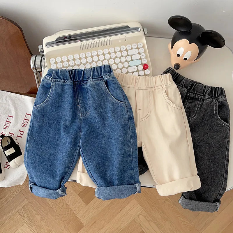 MILANCEL Baby Pants Solid Kids Jeans Casual Boys Denim Pants Soft Girls Fashion Trousers Neutral Baby Boutique