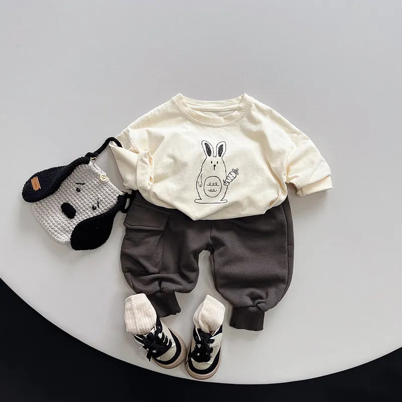 Cotton Pocket 2023 Spring Autumn New Children Cargo Pants Casual Boys Trousers Loose Sport Toddler Wear Kids Clothing For 1-8Y Neutral Baby Boutique