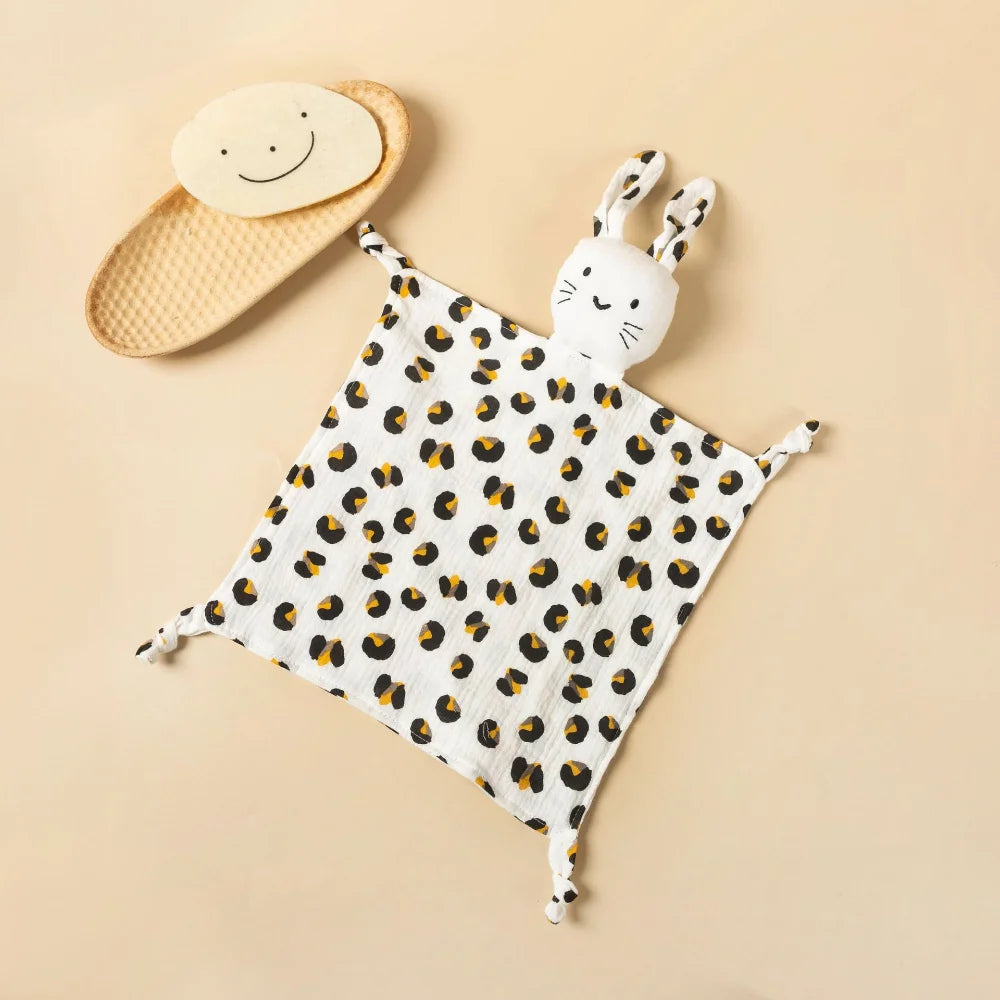 Cute Baby Rattle Bunny Muslin Towel Newborn Soft Cotton Sleeping Dolls Burp Soothing Cloth Blanket Educational Plush Rabbit Neutral Baby Boutique