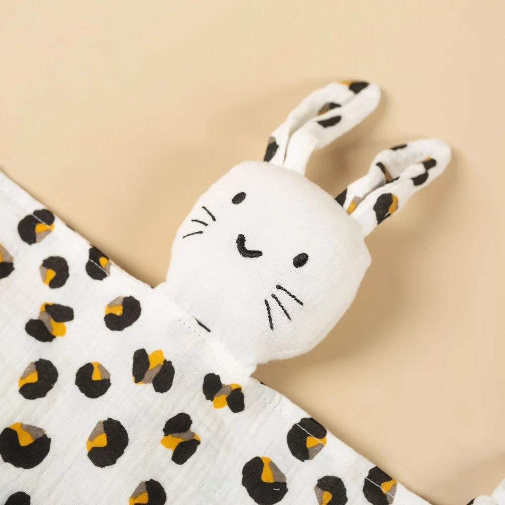 Cute Baby Rattle Bunny Muslin Towel Newborn Soft Cotton Sleeping Dolls Burp Soothing Cloth Blanket Educational Plush Rabbit Neutral Baby Boutique