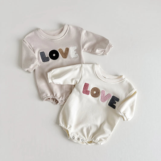 Baby Clothes Newborn Infant Boys Girls Romper Cute LOVE Embroidery Soft Cotton Jumpsuit Spring Autumn Neutral Baby Boutique