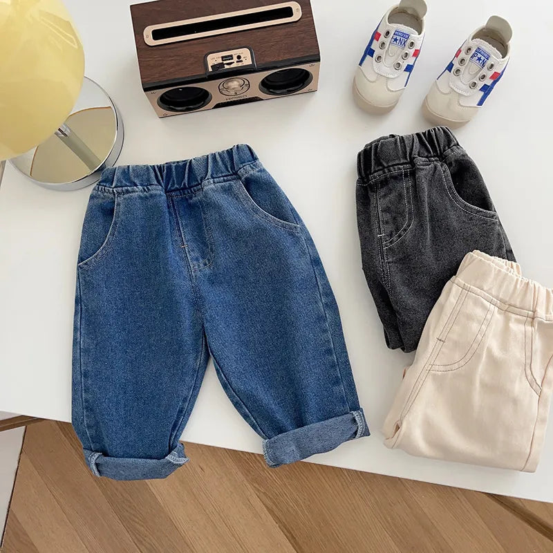 MILANCEL Baby Pants Solid Kids Jeans Casual Boys Denim Pants Soft Girls Fashion Trousers Neutral Baby Boutique