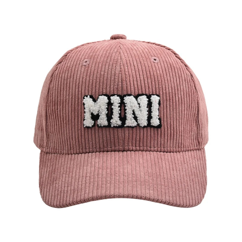 Mommy and Me Baseball Cap Mother Daughter Son Matching Hat Adult Kids Letters Print Mama Mini Corduroy Hats Neutral Baby Boutique