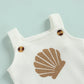 Baby Summer Clothing Sets 0-18M Toddler Infant Boys Girls Shell Print Strap Button Plaid Knitted Bodysuits+Shorts Tracksuits Neutral Baby Boutique