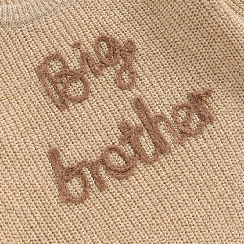 Autumn Winter Toddler Kids Boys Sweaters Newborn Cotton Long Sleeve Letter Embroidery Pullover Loose Knitwear Tops Sweaters Neutral Baby Boutique