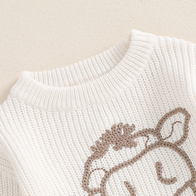 MISOWMNJOY Winter Autumn Sweaters Newborn Infant Knit Wear Long Sleeve Cow Embroidery Knitting Pullovers for Girls Boy Jumpers Neutral Baby Boutique