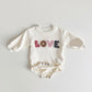 Baby Clothes Newborn Infant Boys Girls Romper Cute LOVE Embroidery Soft Cotton Jumpsuit Spring Autumn Neutral Baby Boutique