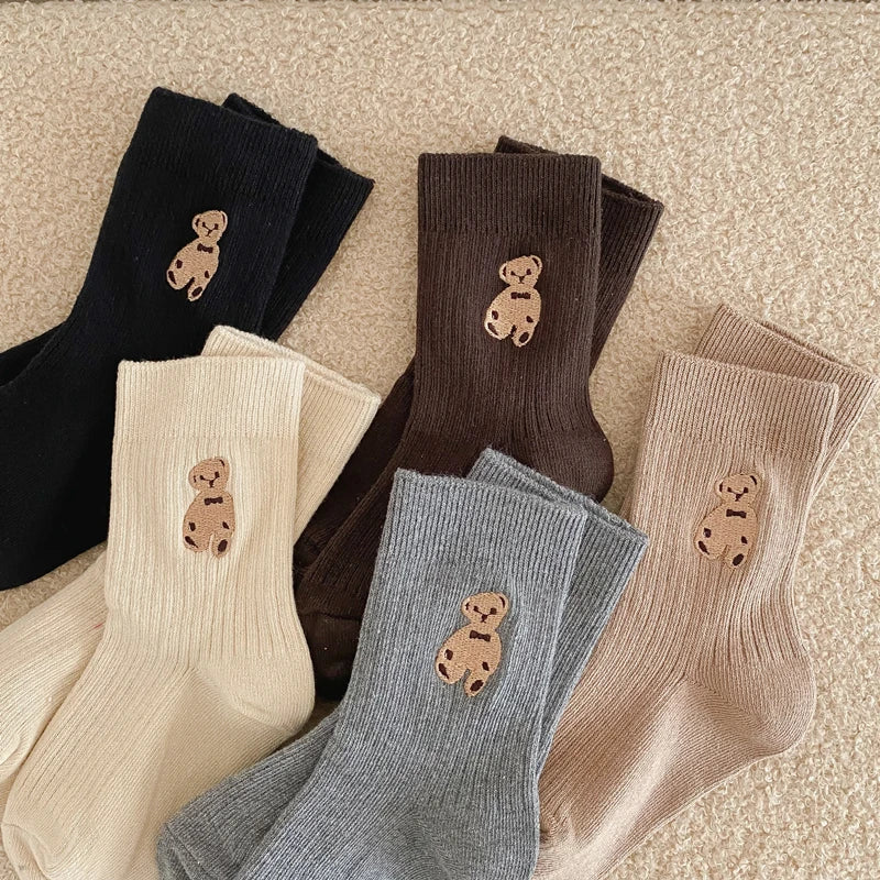 The Cutie Bear Crew Socks - Neutral Baby Boutique