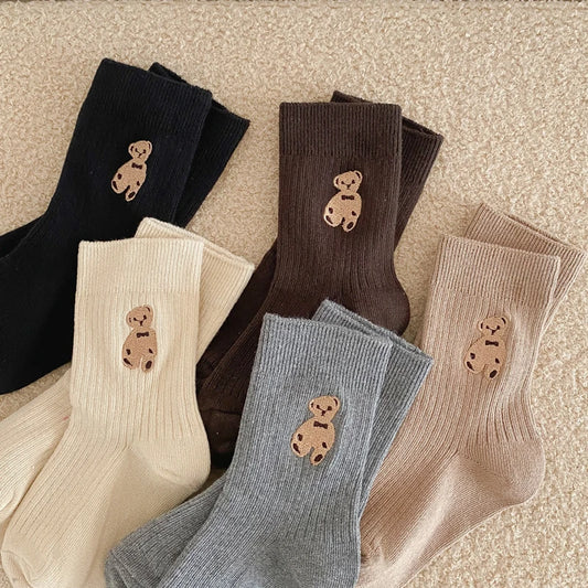 The Cutie Bear Crew Socks - Neutral Baby Boutique