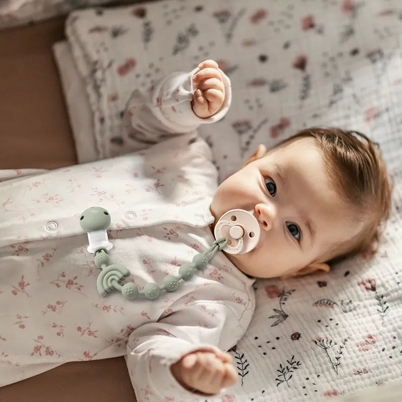 Baby Silicone Pacifier Chain Clip Dummy Nipples Holder Clips BPA Free Babies Teething Chain Toy Gifts For Cute Baby Accessories Neutral Baby Boutique