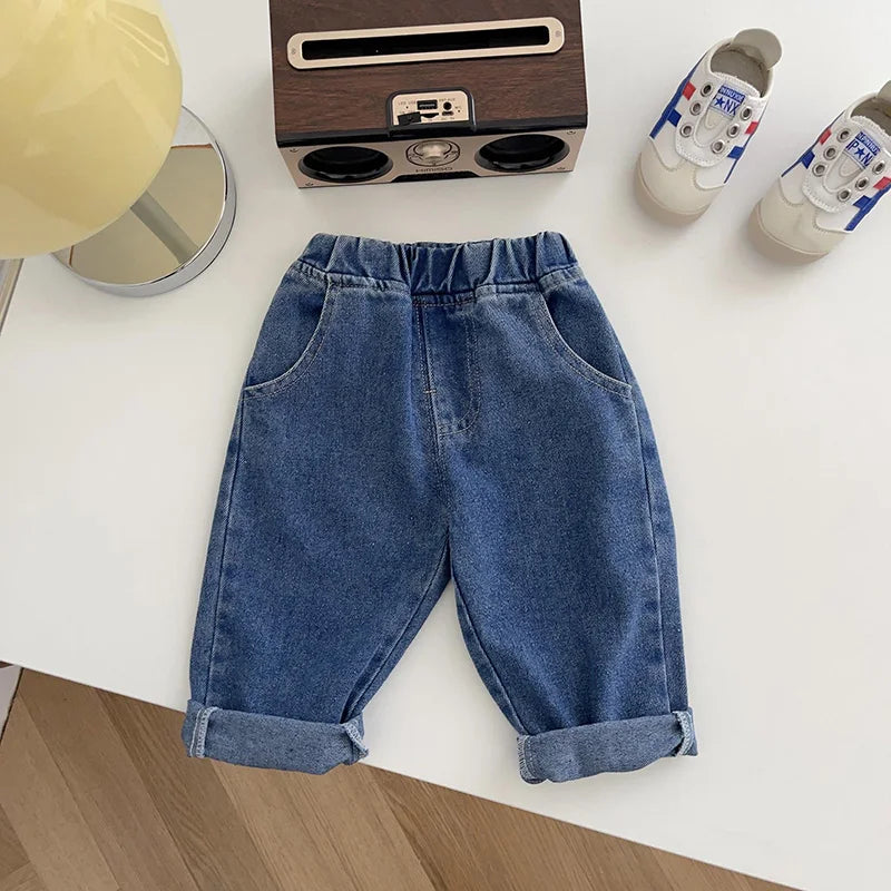 MILANCEL Baby Pants Solid Kids Jeans Casual  Boys Denim Pants Soft  Girls Fashion Trousers Neutral Baby Boutique