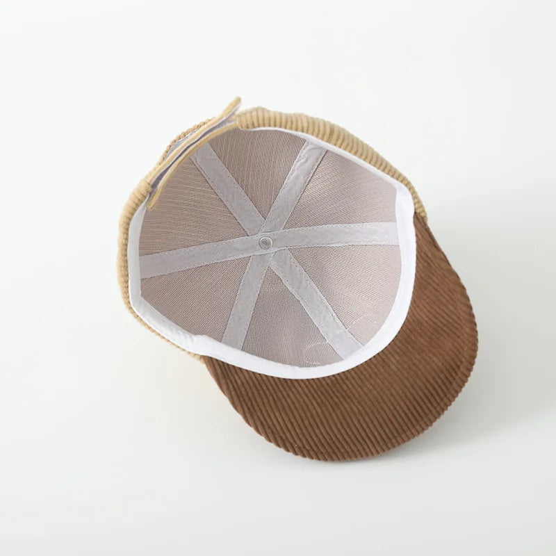 Autumn Winter Corduroy Baby Peaked Cap Cartoon Bear Toddler Adjustable Baseball Caps For Boy Girl Outdoor Casual Sun Visor Hats Neutral Baby Boutique