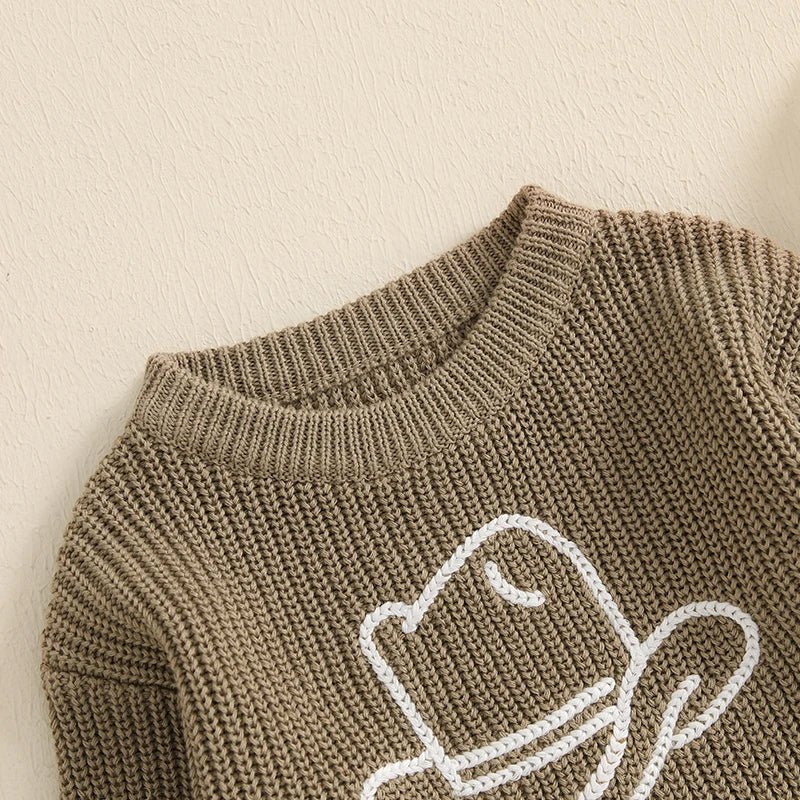 Toddler Baby Girl and Boy Sweater Hat Embroidery Long Sleeve Pullover 2024 Fall Winter Kids Clothes Newborn Boy Girl Jumpers Top Neutral Baby Boutique