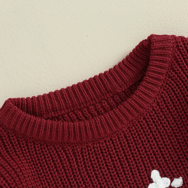 Suefunskry Infant Baby Autumn Winter Sweater, Letter Pattern Jacquard Long Sleeve Round Neck Knitwear Pullover Casual Tops Neutral Baby Boutique