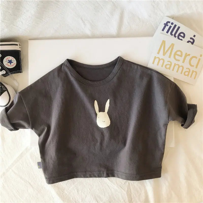 Boys and Girls T-shirt Children's Cartoon Rabbit Shirt Kids Tops Baby Korean Style Long Sleeve Tees 2024 Spring Autumn Clothing Neutral Baby Boutique