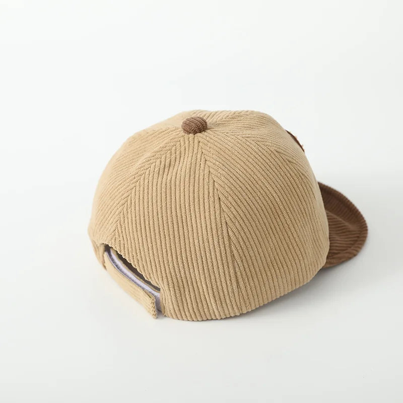 Autumn Winter Corduroy Baby Peaked Cap Cartoon Bear Toddler Adjustable Baseball Caps For Boy Girl Outdoor Casual Sun Visor Hats Neutral Baby Boutique