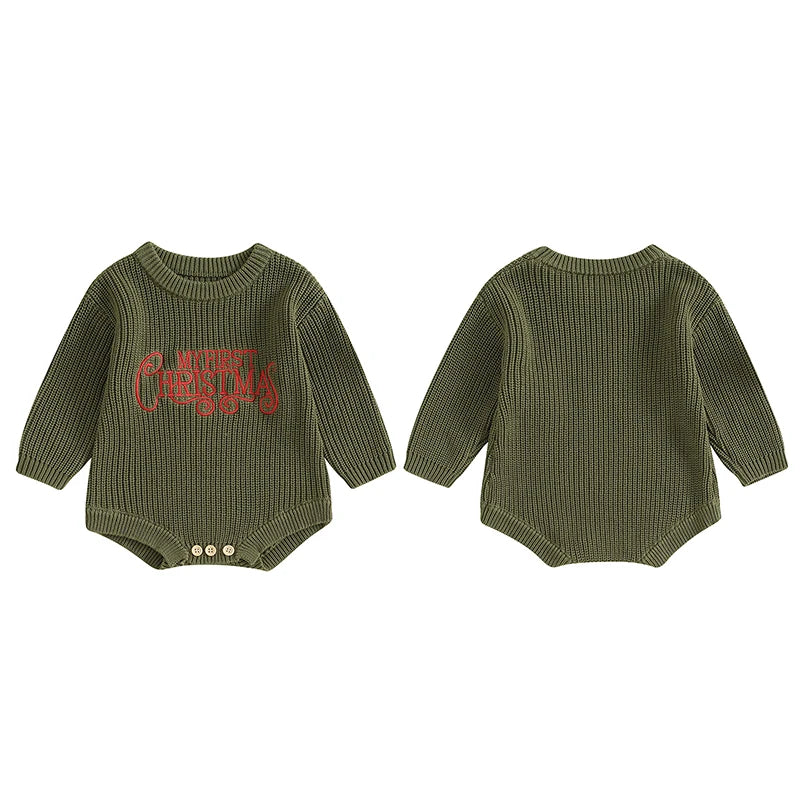 Newborn Baby Girl Boy Christmas Outfit Sweater Oversized Knitted Sweatshirt Romper Infant Warm Fall Winter Clothes Neutral Baby Boutique
