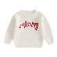 Toddler Christmas Sweaters Long Sleeve Letter Embroidery Knit Pullovers Kid Jumper Tops Neutral Baby Boutique
