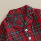 Christmas Kids Girls Boys Pajamas Set Loungewear Suit Plaid Button up Long Sleeve Shirt and Elastic Pants 2PCS Toddler Sleepwear Neutral Baby Boutique