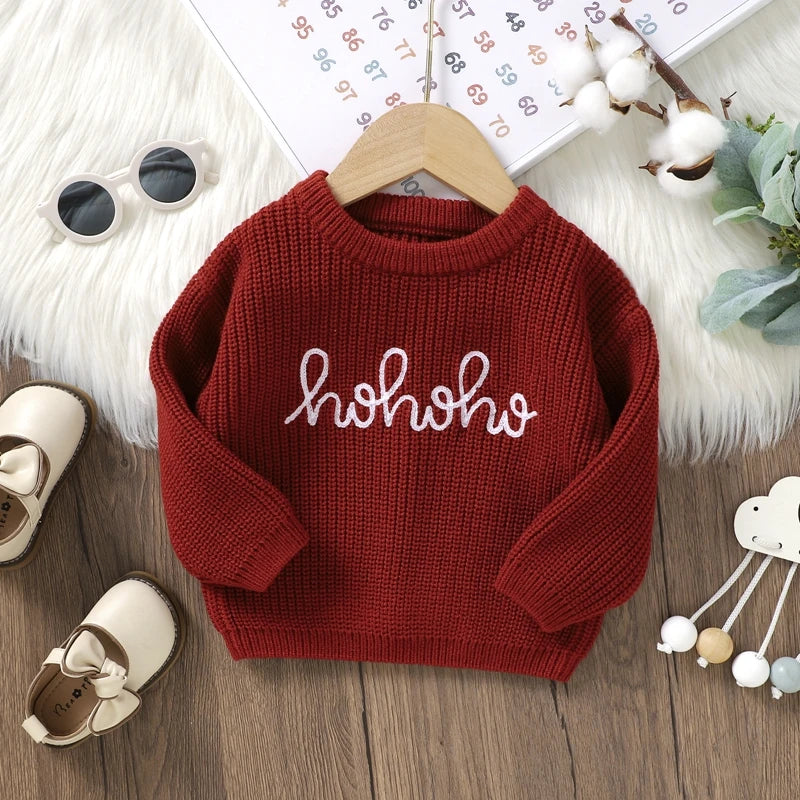 Baby Sweater Long Sleeve Crew Neck Letters Winter Warm Knit Pullover Sweater Infant Clothes for Girls Boys Neutral Baby Boutique