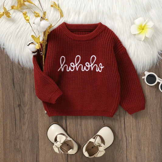 Baby Sweater Long Sleeve Crew Neck Letters Winter Warm Knit Pullover Sweater Infant Clothes for Girls Boys Neutral Baby Boutique
