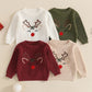 Newborn Baby Girls Boy Sweater Reindeer Embroidery Long Sleeve Pullover 2024 Fall Winter Baby Clothes Christmas Jumpers Top Neutral Baby Boutique