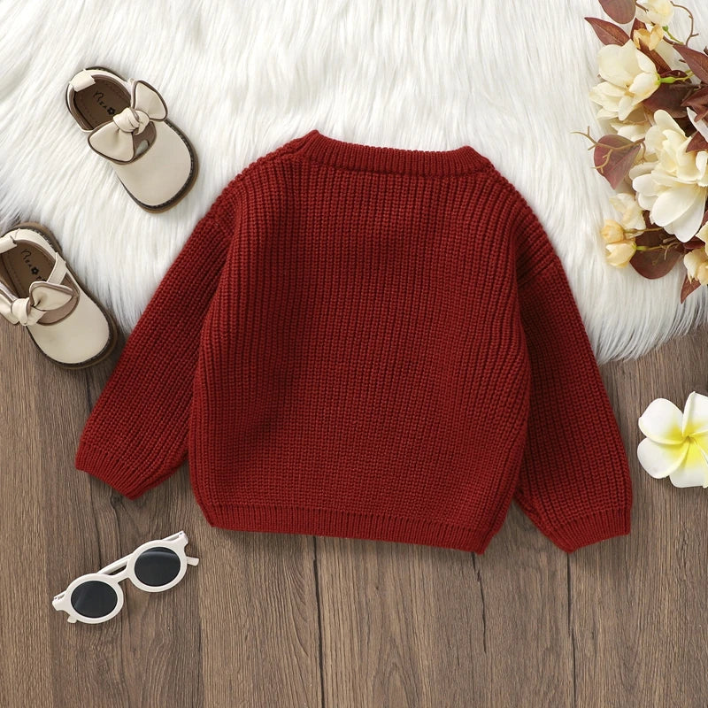 Baby Sweater Long Sleeve Crew Neck Letters Winter Warm Knit Pullover Sweater Infant Clothes for Girls Boys Neutral Baby Boutique
