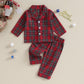Christmas Kids Girls Boys Pajamas Set Loungewear Suit Plaid Button up Long Sleeve Shirt and Elastic Pants 2PCS Toddler Sleepwear Neutral Baby Boutique