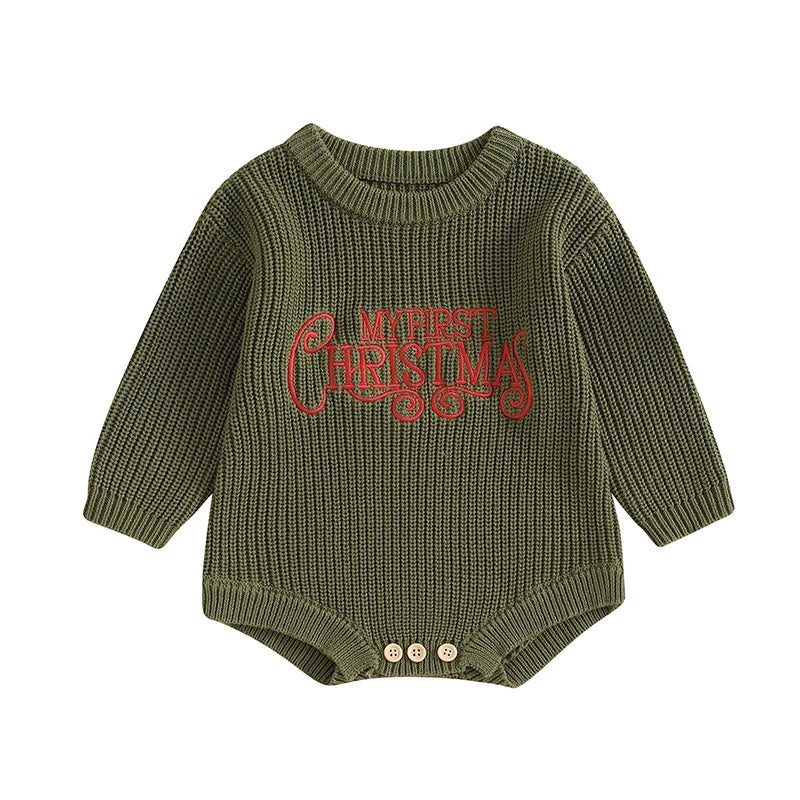 Newborn Baby Girl Boy Christmas Outfit Sweater Oversized Knitted Sweatshirt Romper Infant Warm Fall Winter Clothes Neutral Baby Boutique
