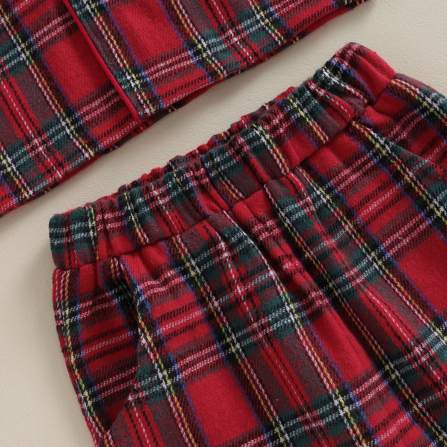 Christmas Kids Girls Boys Pajamas Set Loungewear Suit Plaid Button up Long Sleeve Shirt and Elastic Pants 2PCS Toddler Sleepwear Neutral Baby Boutique