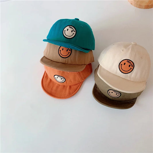 2023 Children's Hat Boys Girls Cute Embroidered Peaked Cap Fashion Solid Color Dome Outdoor Casual Baseball Caps Neutral Baby Boutique