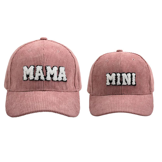 Mommy and Me Baseball Cap Mother Daughter Son Matching Hat Adult Kids Letters Print Mama Mini Corduroy Hats Neutral Baby Boutique