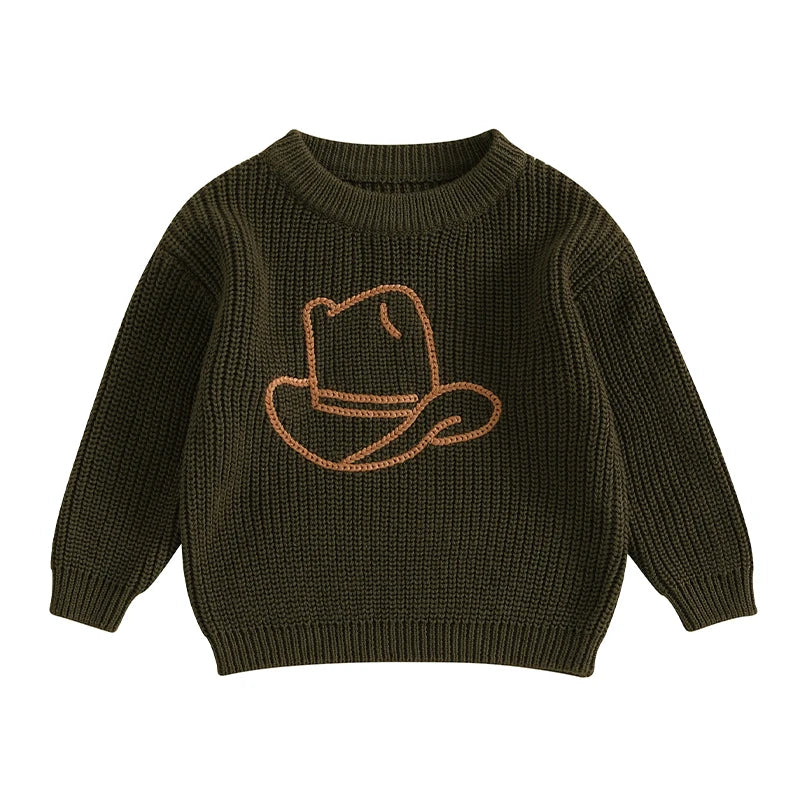 Toddler Baby Girl and Boy Sweater Hat Embroidery Long Sleeve Pullover 2024 Fall Winter Kids Clothes Newborn Boy Girl Jumpers Top Neutral Baby Boutique