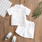 Toddler Baby Boys Clothes Set Summer Outfit Solid Color Short Sleeve Lapel Neck Shirt Top+Casual Shorts 6M-4Y Neutral Baby Boutique