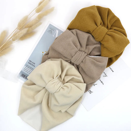 6Pcs/Lot Baby Turban Hats Solid Faux Cashmere Caps Winter Warm Beanies Bonnet Newborn Kids Boys Girls Hospital Headwraps Neutral Baby Boutique
