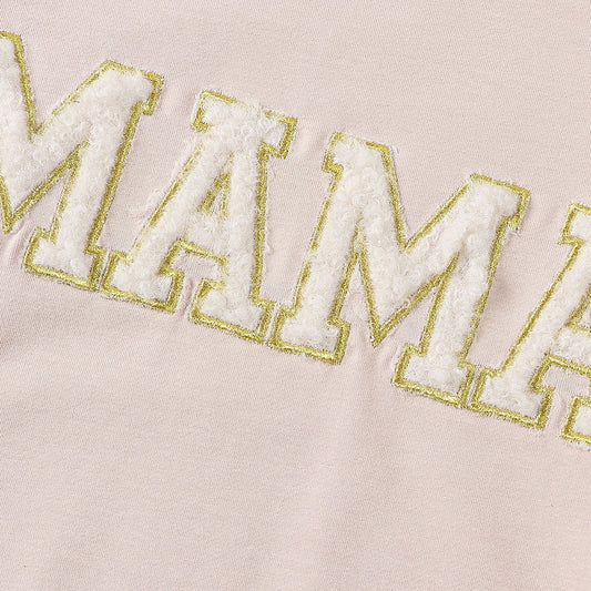 2024 Family Matching Outfits Mommy and Me Sweatshirts Fuzzy Letter Embroidery Long Sleeve Pullover Tops Mother Kids Clothes Neutral Baby Boutique