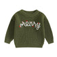 Toddler Christmas Sweaters Long Sleeve Letter Embroidery Knit Pullovers Kid Jumper Tops Neutral Baby Boutique