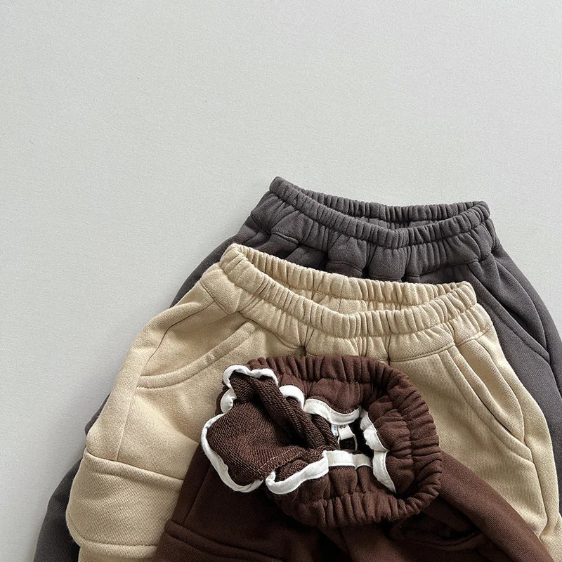 Cotton Pocket 2023 Spring Autumn New Children Cargo Pants Casual Boys Trousers Loose Sport Toddler Wear Kids Clothing For 1-8Y Neutral Baby Boutique