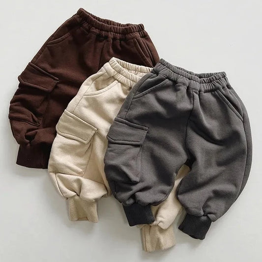 Cotton Pocket 2023 Spring Autumn New Children Cargo Pants Casual Boys Trousers Loose Sport Toddler Wear Kids Clothing For 1-8Y Neutral Baby Boutique