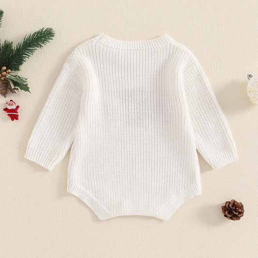 Newborn Baby Girl Boy Christmas Outfit Sweater Oversized Knitted Sweatshirt Romper Infant Warm Fall Winter Clothes Neutral Baby Boutique