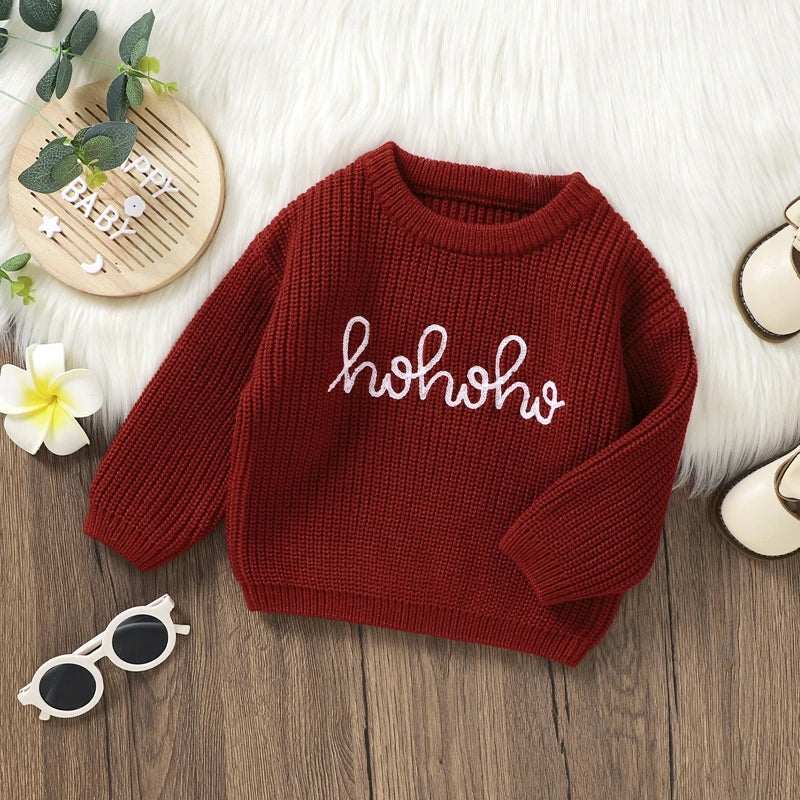 Baby Sweater Long Sleeve Crew Neck Letters Winter Warm Knit Pullover Sweater Infant Clothes for Girls Boys Neutral Baby Boutique