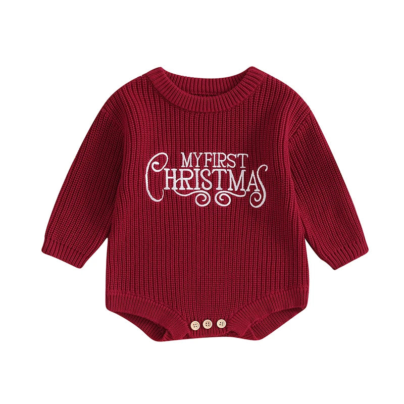 Newborn Baby Girl Boy Christmas Outfit Sweater Oversized Knitted Sweatshirt Romper Infant Warm Fall Winter Clothes Neutral Baby Boutique